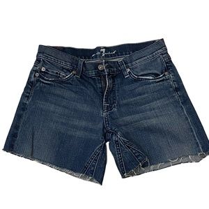 7 FOR ALL MANKIND DARK BLUE‎ RELAXED JEANS SHORTS CUT OFF DARK BLUE SIZE 28